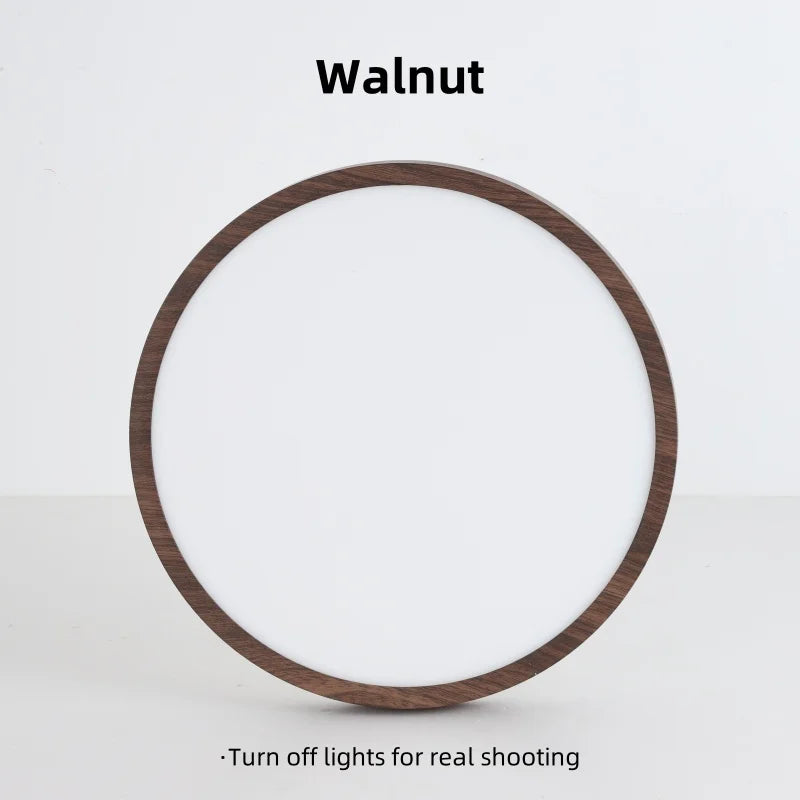 Ultra-thin circular LED ceiling light wood grain 3-tone - vue 4 sur 12