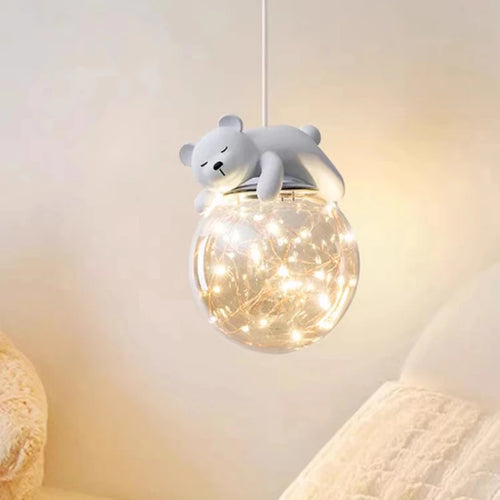 Modern cute bear and bunny chandelier for children - vue 3 sur 8