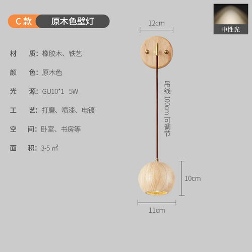 Nordic walnut wood pendant light for elegant interiors - vue 14 sur 14