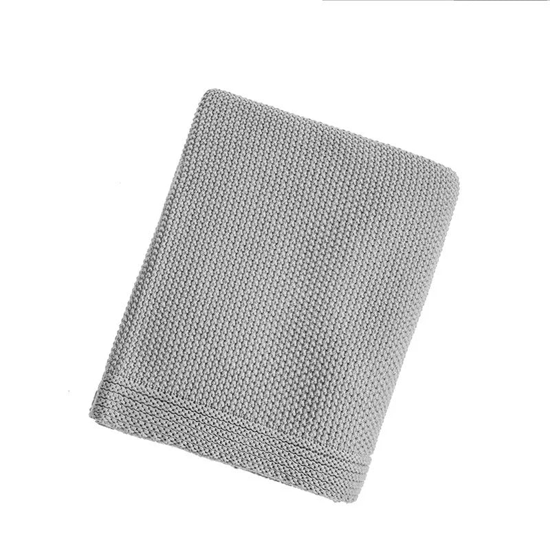 Nordic style chequered knitted throw for living room - vue 7 sur 7