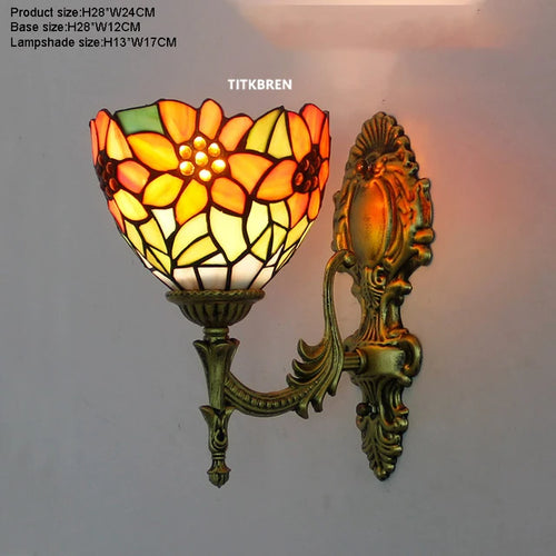 Turkish flower wall light with decorative baroque glass lampshade - vue 16 sur 17