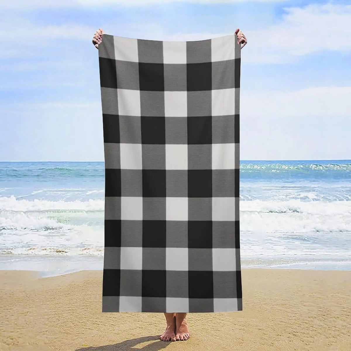 Lightweight sand-free checked beach towel