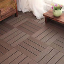 Set of 11 interlocking composite deck tiles for outdoor use
