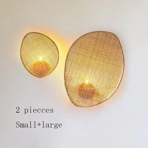 Wabi sabi woven rattan wall light for Japanese decor - vue 14 sur 15