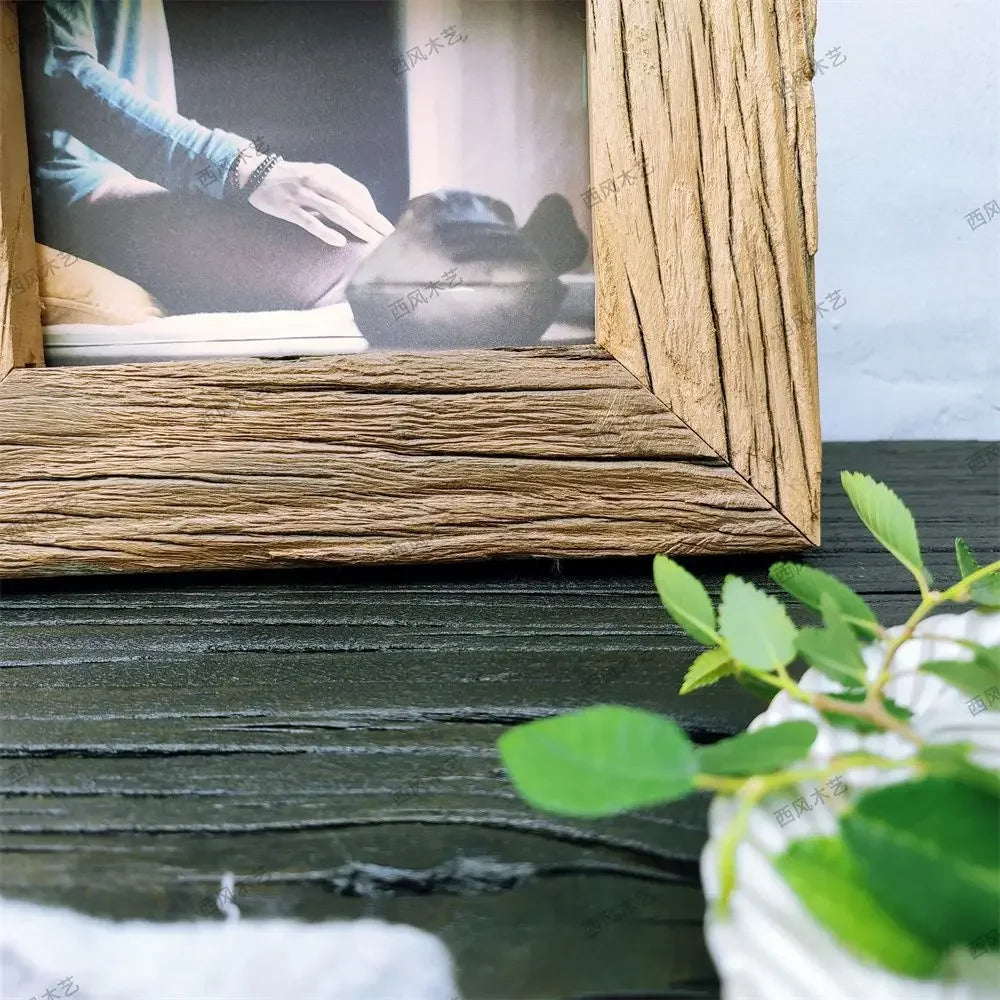 Vintage weathered solid wood photo frame - vue 8 sur 8