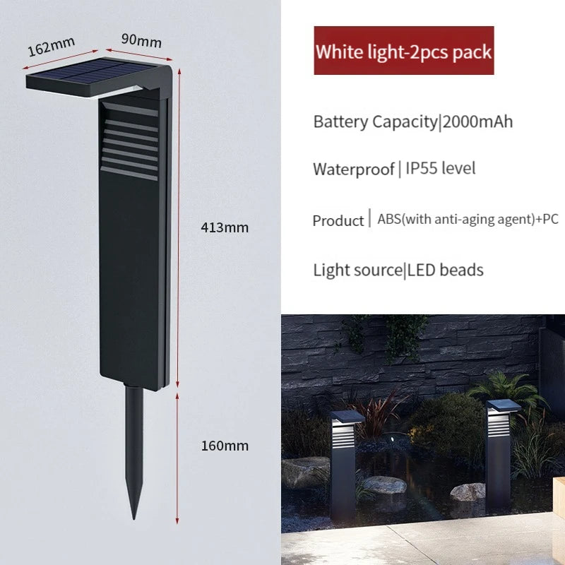 Solar LED garden landscape lamp IP55 waterproof outdoor standing light with ground spike - vue 9 sur 13