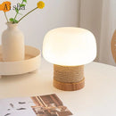 Wabi-sabi white glass pendant light with hemp rope