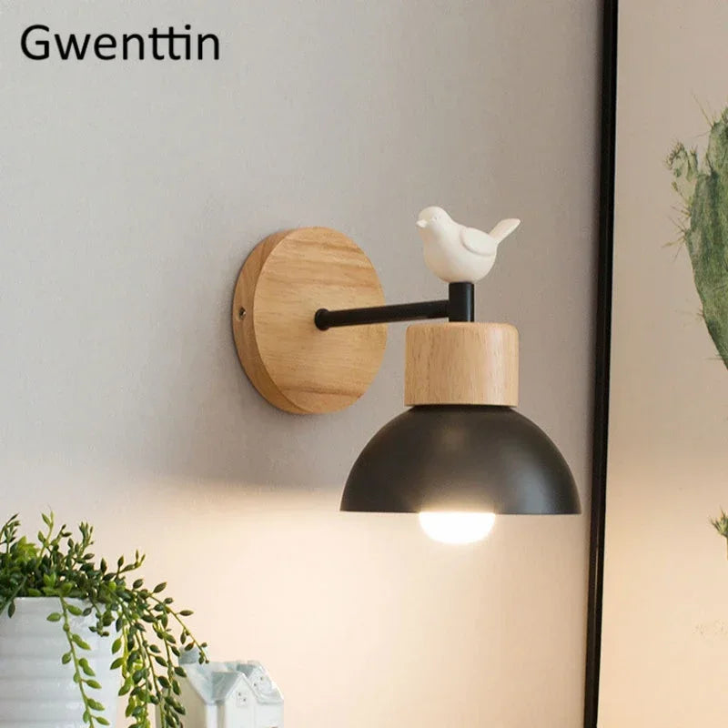 Modern bird design wooden wall light for interior decoration