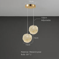 modern crystal pendant light with adjustable metal cord