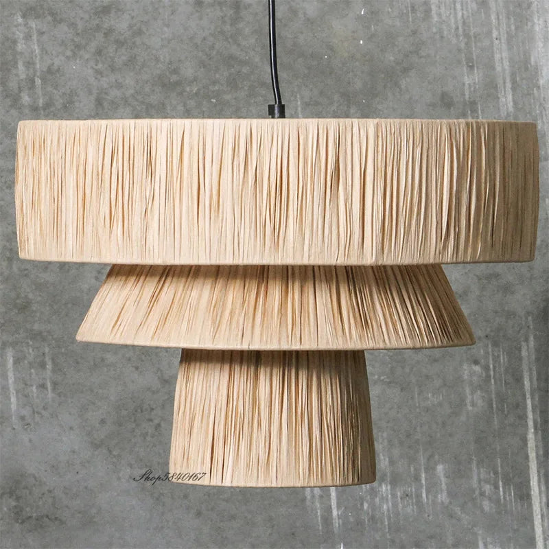 Handmade Japanese style rattan chandelier - vue 5 sur 17