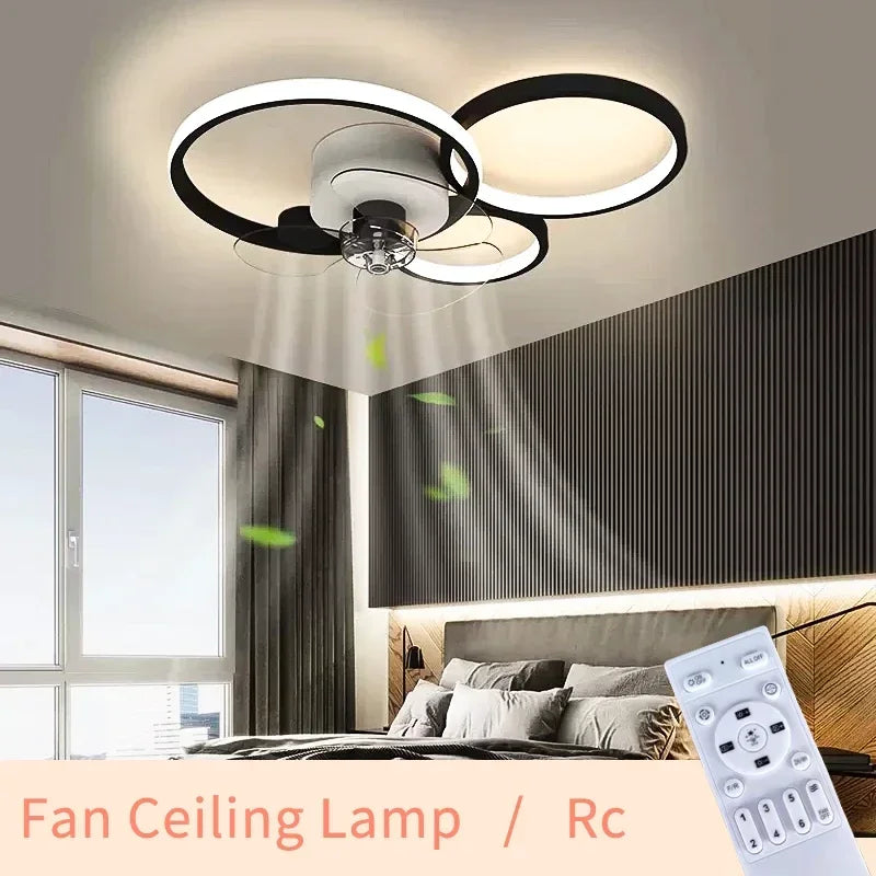 Modern LED ceiling light with fan and remote control