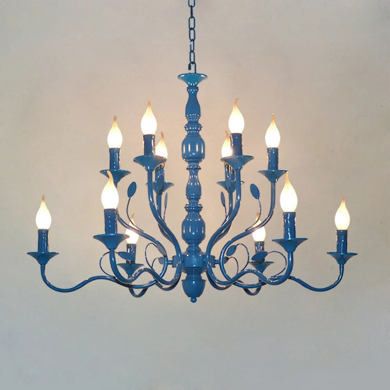Retro black iron vintage industrial chandelier for indoor lighting