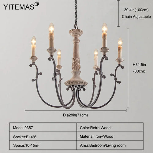 lustre rétro en bois pour décoration intérieure élégante et raffinée - vue 9 sur 8