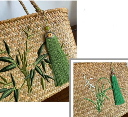 traditional handmade embroidered basket with tea gift box - vue 2 sur 6