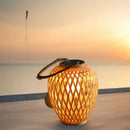 Outdoor solar lantern with imitation bamboo weave for decorative garden use