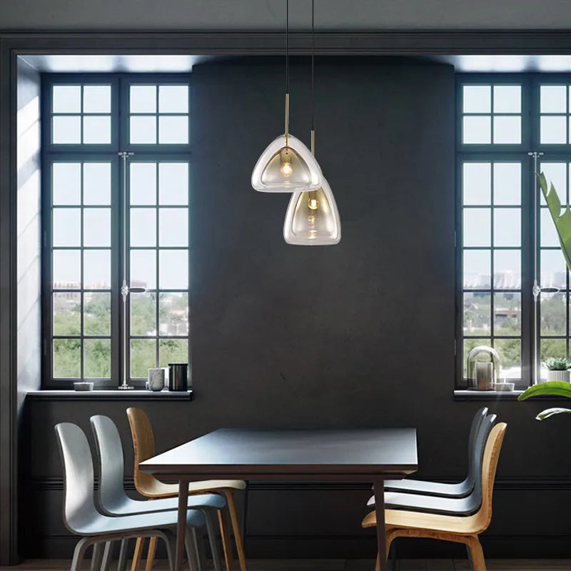 Nordic moon jelly LED pendant light with double glass cover - vue 3 sur 8
