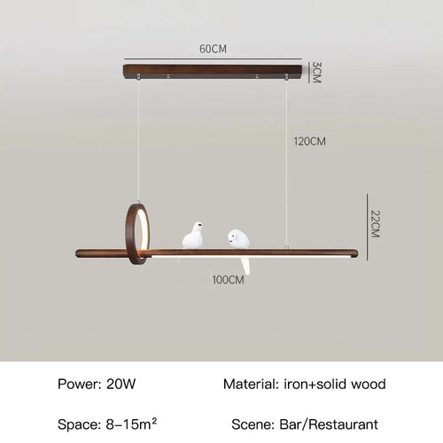 modern wooden chandelier creative pendant light for home decor - vue 10 sur 10