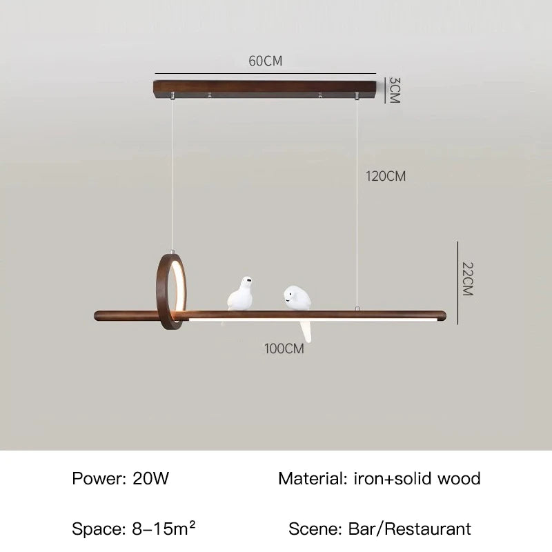modern wooden chandelier creative pendant light for home decor - vue 9 sur 10