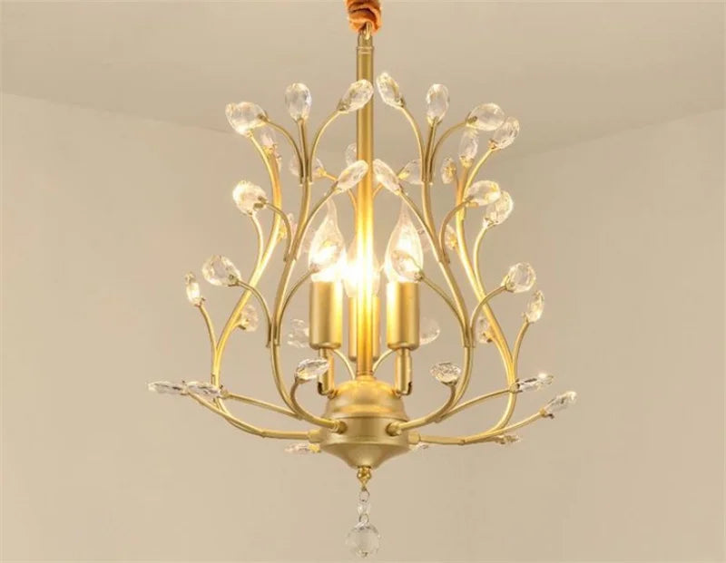 Vintage crystal chandelier with four arms for elegant lighting - vue 6 sur 8