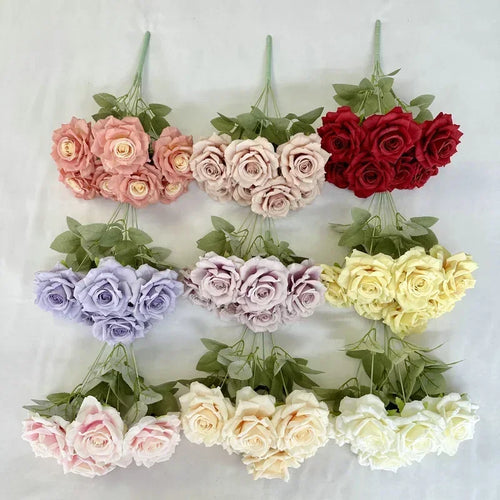 Artificial silk rose bouquet for festive decoration - vue 7 sur 15