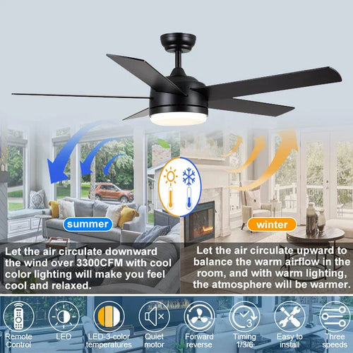 plafonnier silencieux avec télécommande trois pales pour ventilation optimale - vue 4 sur 6