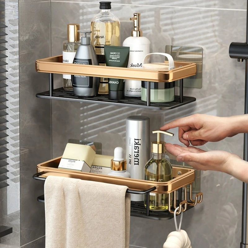 Aluminum wall shelves for bathroom without drilling