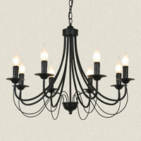 Vintage wrought iron chandelier with candle and black metal