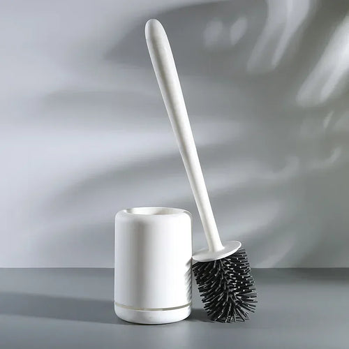 Toilet cleaning brush with wall mount and storage