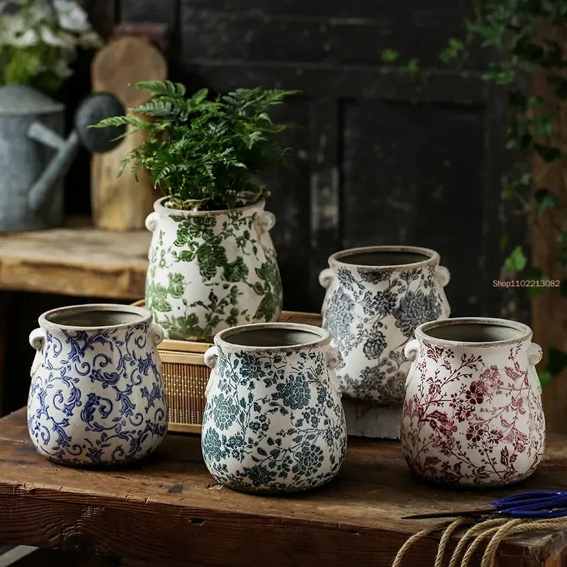 retro ceramic flower pots for plants and orchids