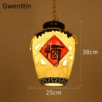 Chinese style wine jar pendant light for indoor decor