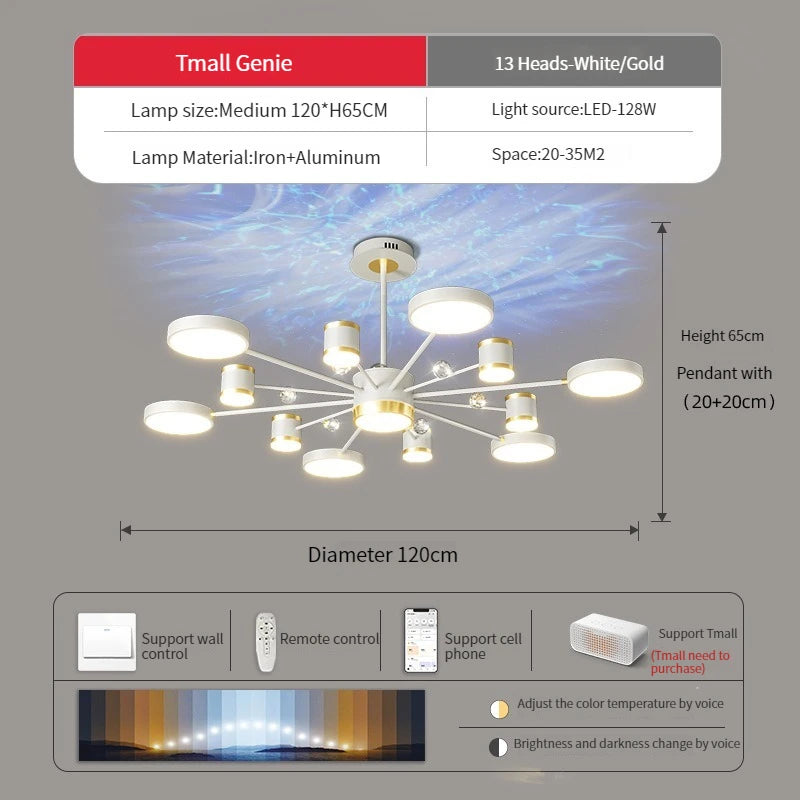 Luxury crystal aurora borealis LED chandelier ceiling pendant - vue 5 sur 16