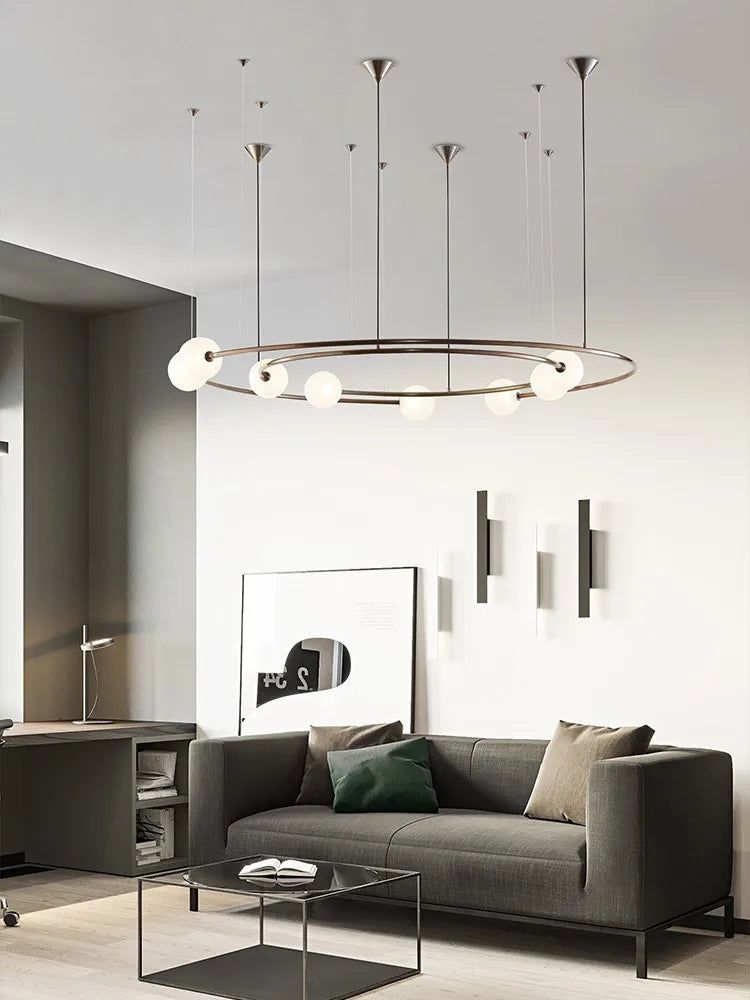 Modern creative orbit planet glass LED chandelier for café decor - vue 6 sur 8
