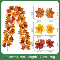 Decorative artificial silk maple leaf garland for garden