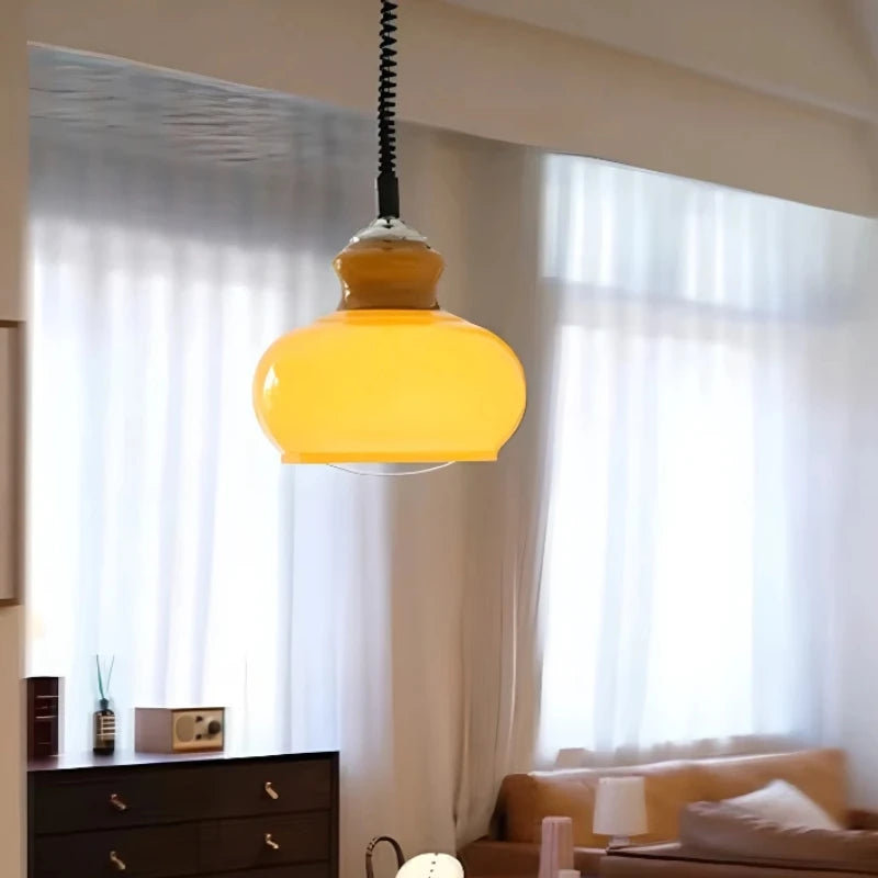 Vintage style pear shaped glass pendant light with modern iron design