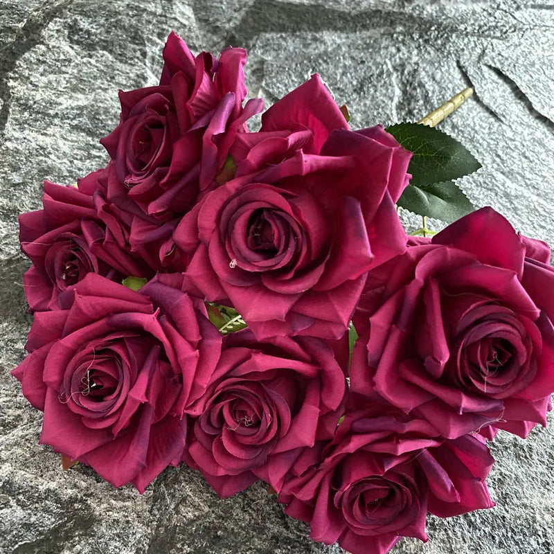 Artificial silk rose for decoration and wedding photography - vue 7 sur 22
