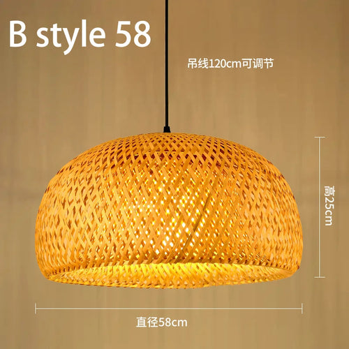 Handmade Chinese style bamboo chandelier with vintage pastoral weaving - vue 22 sur 30