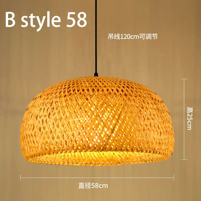 Handmade Chinese style bamboo chandelier with vintage pastoral weaving - vue 21 sur 30