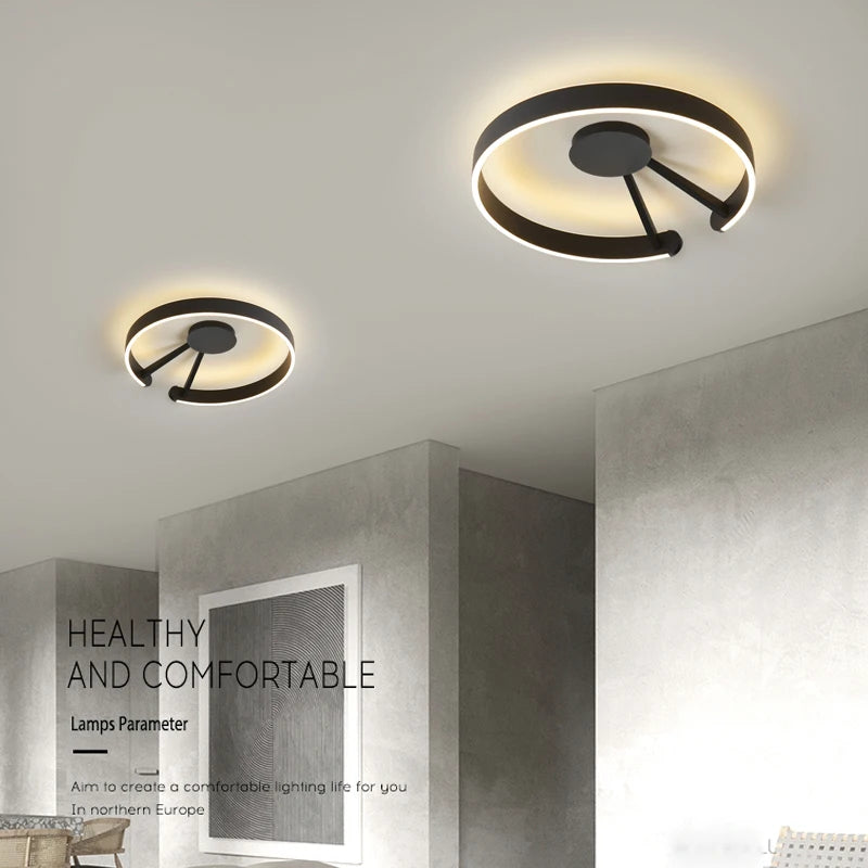 Modern LED ceiling light in wrought iron and acrylic for interior decoration