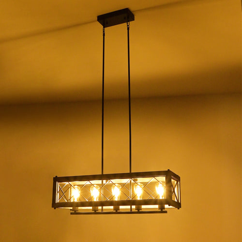 Rustic metal and wood chandelier - vue 5 sur 7