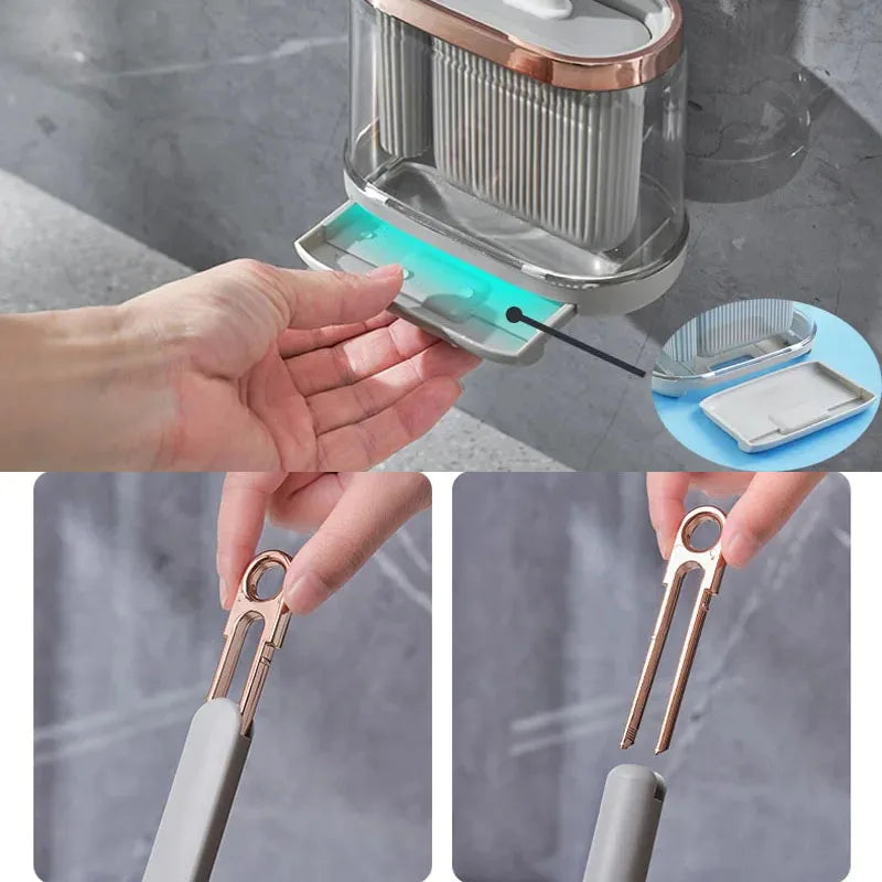 Toilet brush set with wall-mounted holder for bathroom - vue 5 sur 8