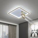 Modern round and square LED ceiling light with surface-mounted spotlight