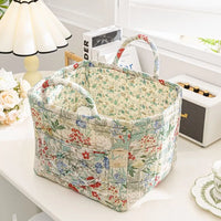 Pastoral style washable fabric storage basket stackable multi-use