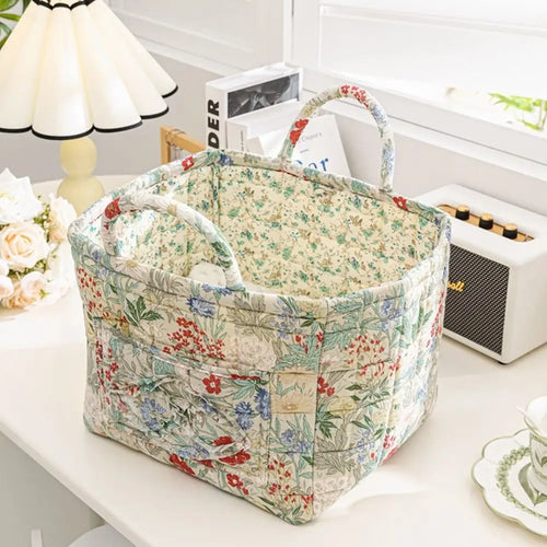 Pastoral style washable fabric storage basket stackable multi-use