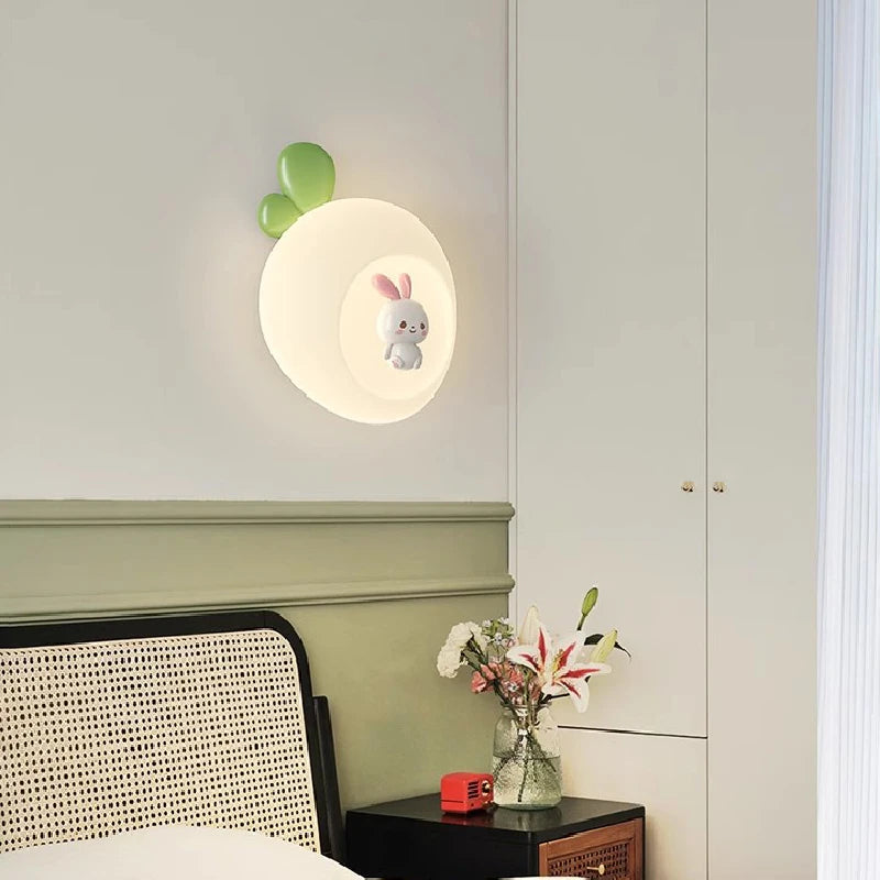 Cute animal wall lights for children rabbit cat bear design - vue 3 sur 6