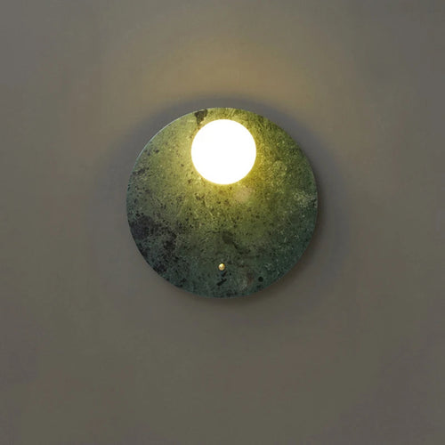 Green marble LED wall light for living room, bedside or hallway - vue 9 sur 8