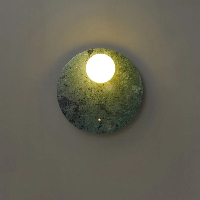 Green marble LED wall light for living room, bedside or hallway - vue 8 sur 8
