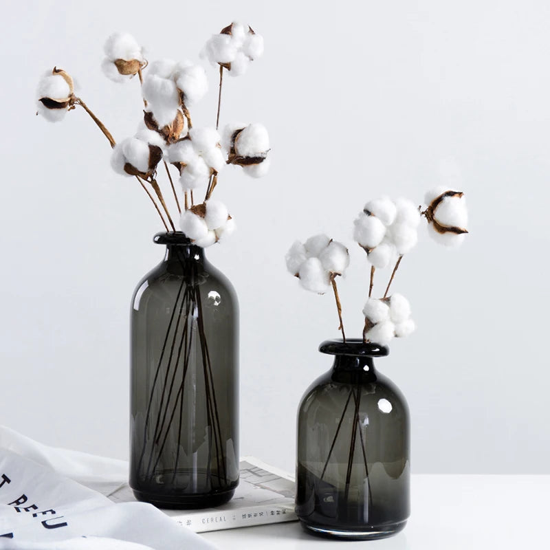 Nordic glass vase for flowers modern interior decoration - vue 3 sur 8