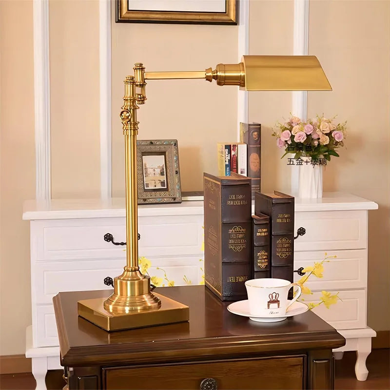 Retro industrial style bronze desk lamp for work - vue 4 sur 8