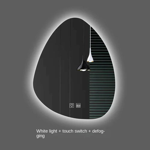 irregular vertical mirror with led light and bluetooth speaker