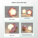 Children's flower wall light white pink resin bedside bedroom decor